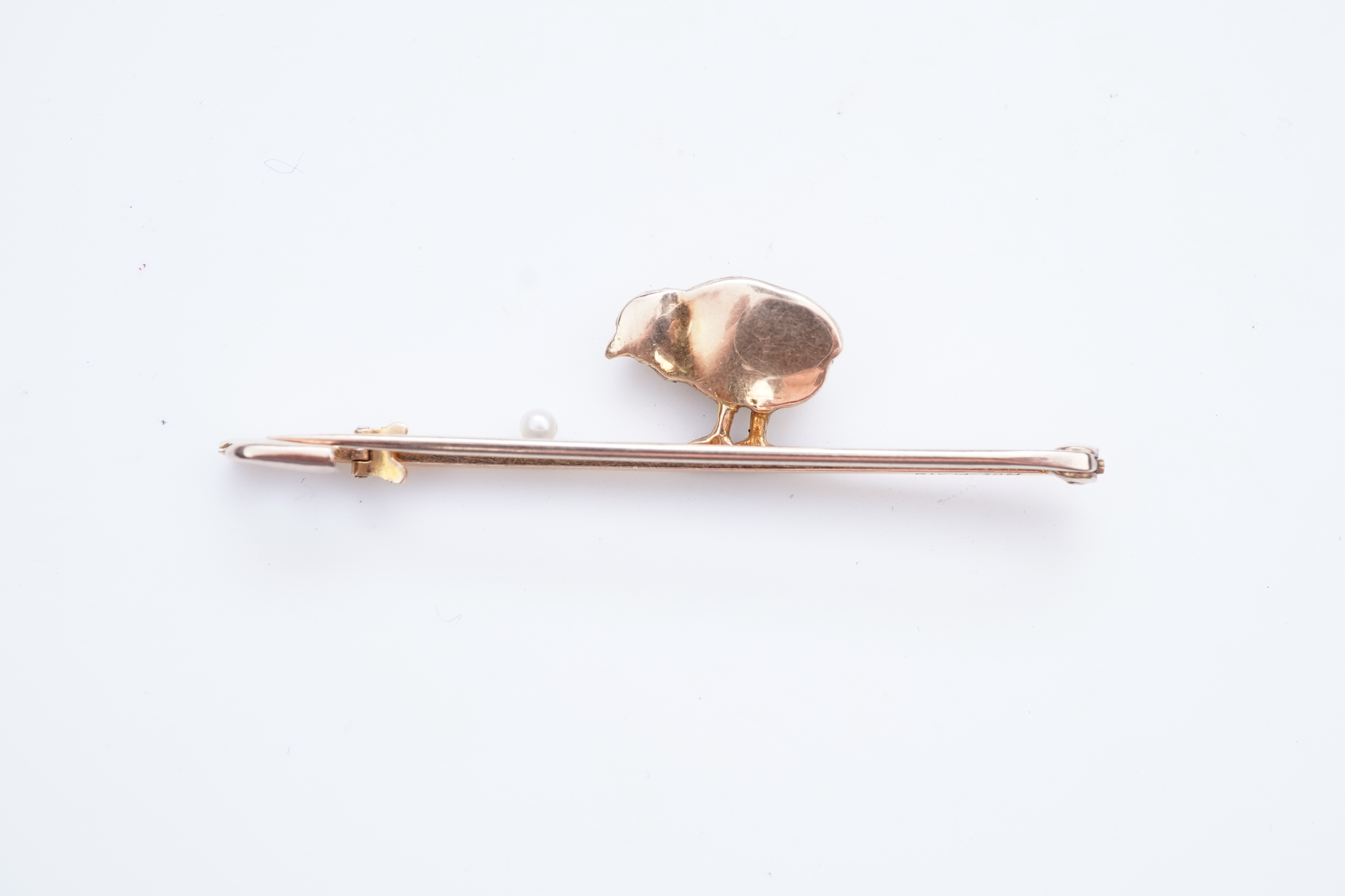 vcA novelty gold and seed pearl bar brooch, early 20th century